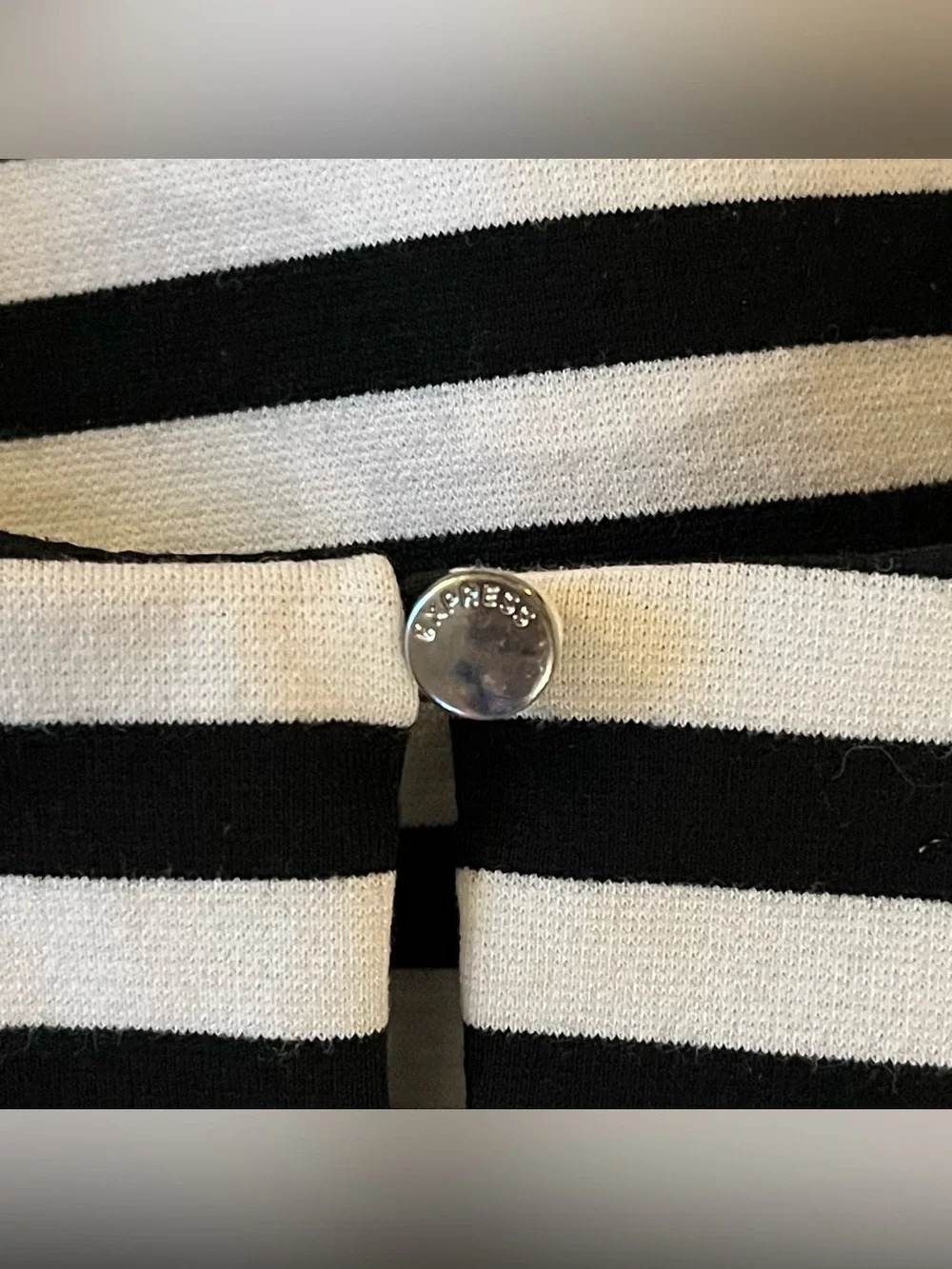 Express Black and White Striped Fit-and-Flare Skater Dress Large
